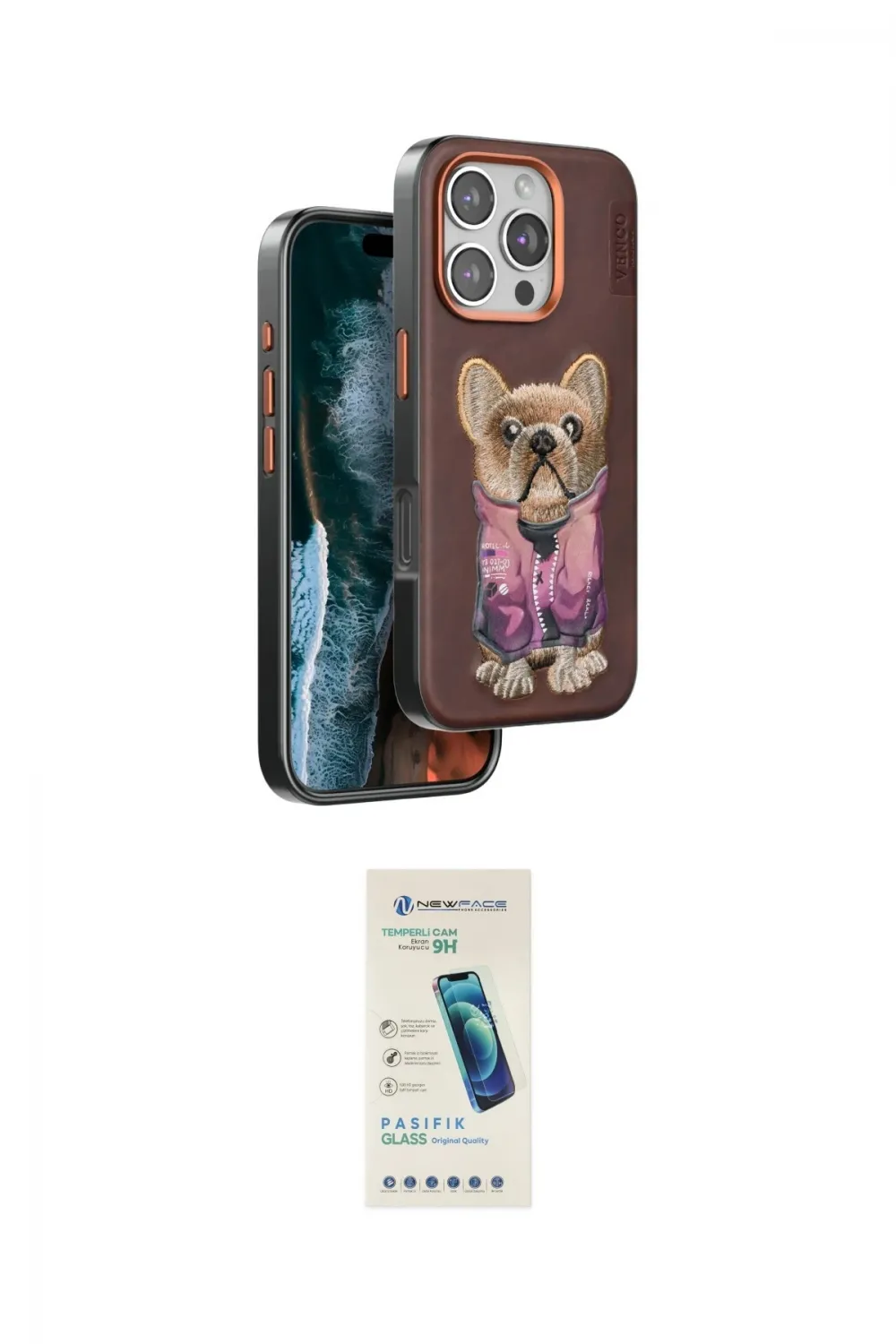 ieg™ iPhone 16 Pro Kılıf İz Minimal Koleksiyonu - Şeffaf Pasifik Cam Ekran Koruyucu