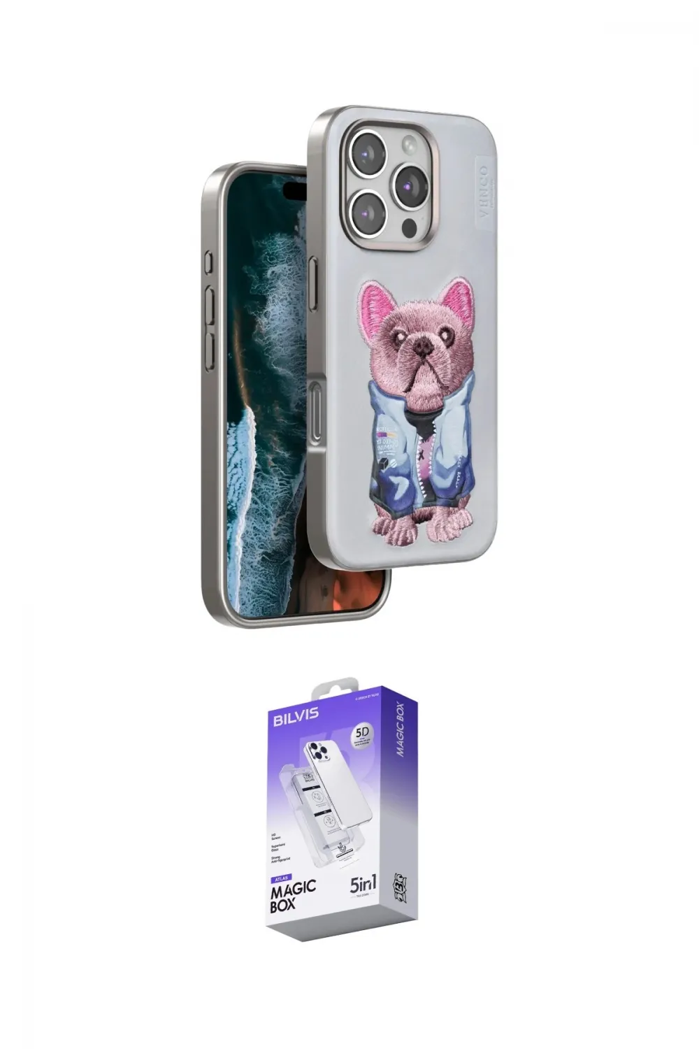 ieg™ iPhone 16 Pro Kılıf İz Minimal Koleksiyonu - Siyah Bilvis 5in1 3D Magic Cam Ekran Koruyucu
