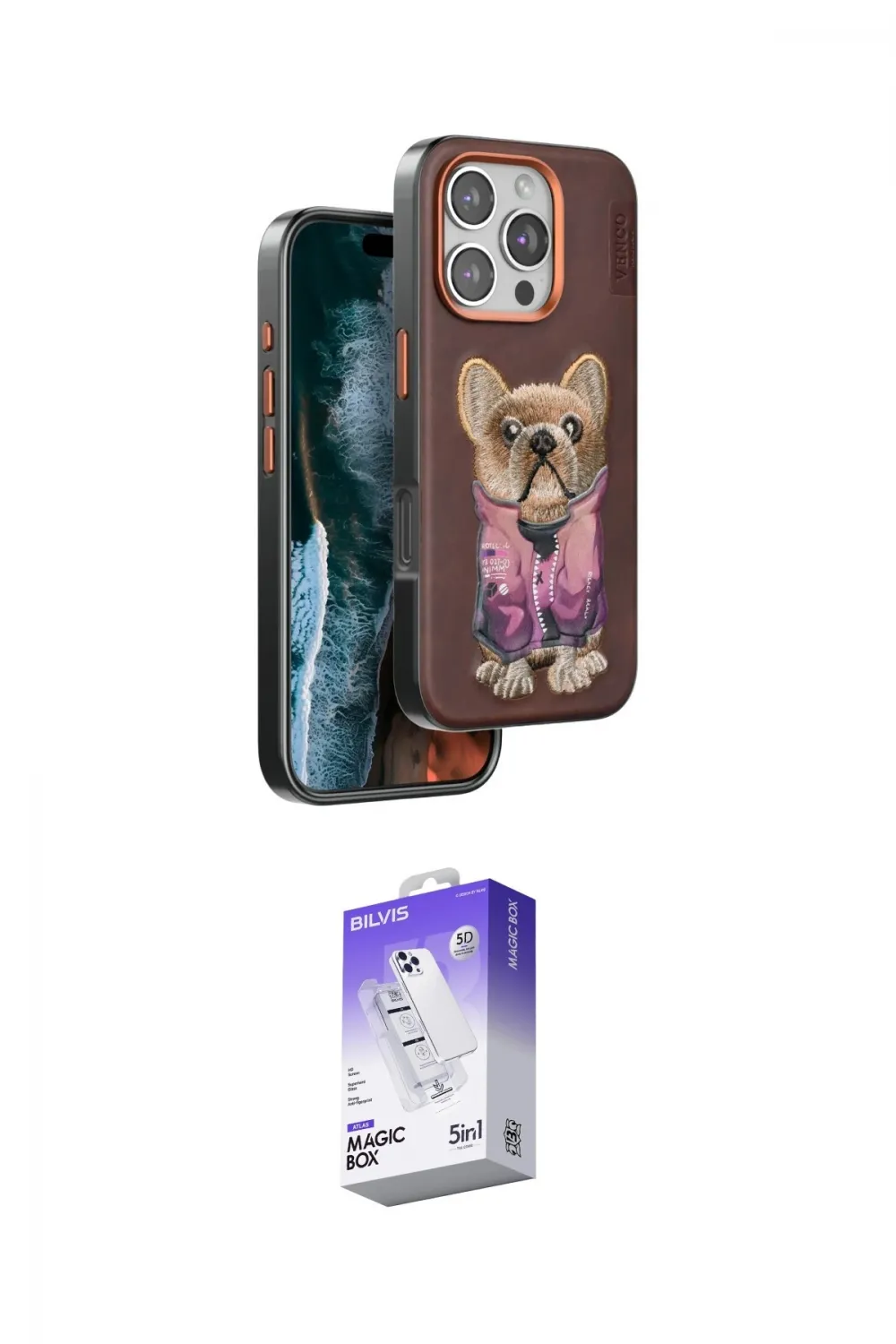 ieg™ iPhone 16 Pro Kılıf İz Minimal Koleksiyonu - Siyah Bilvis 5in1 3D Magic Cam Ekran Koruyucu