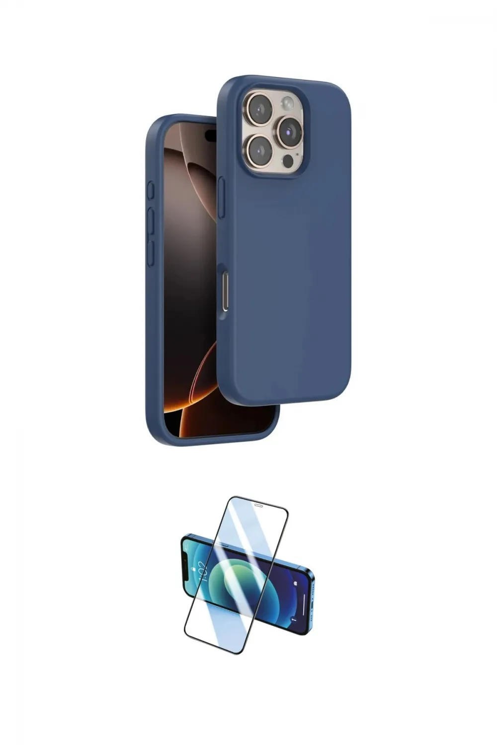 ieg™ iPhone 16 Pro Kılıf Kıvılcım Çizgi Serisi - Siyah 3D Antistatik Cam Ekran Koruyucu
