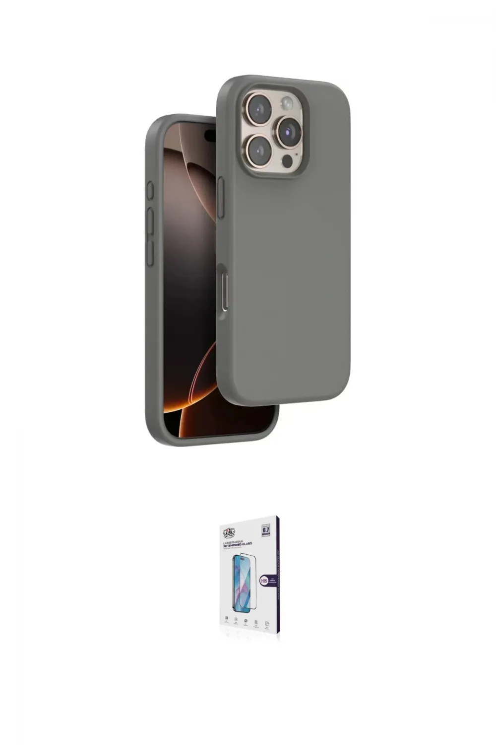 ieg™ iPhone 16 Pro Kılıf Kıvılcım Çizgi Serisi - Siyah Bilvis 0.18mm Plus Cam Ekran Koruyucu