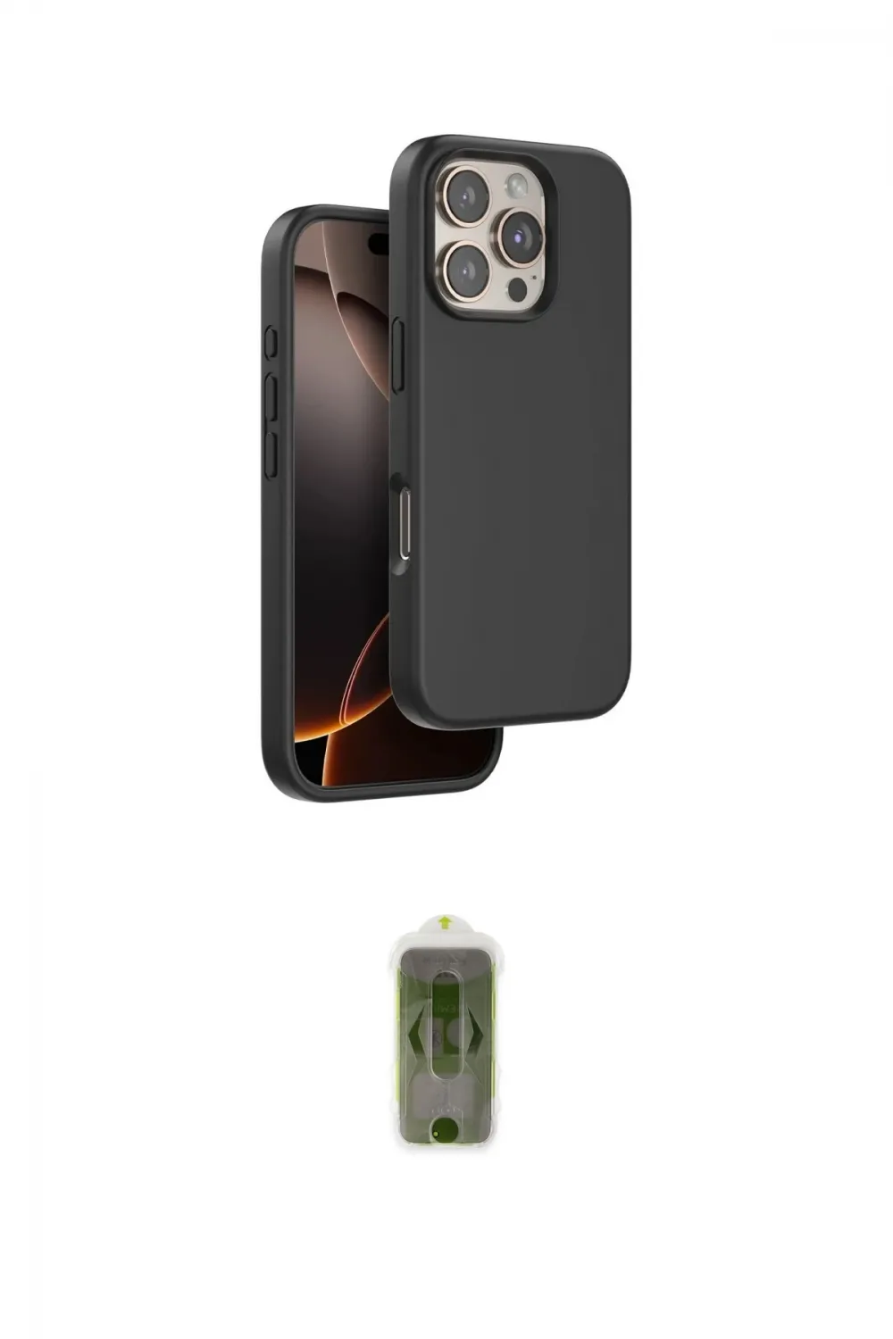 ieg™ iPhone 16 Pro Kılıf Kıvılcım Çizgi Serisi - Siyah Joko Magic 5D Hayalet Cam