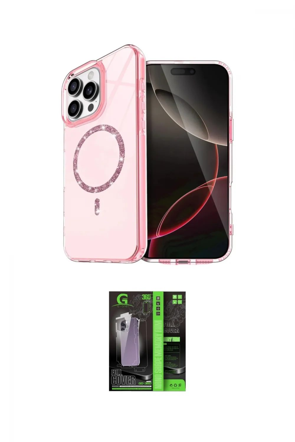 ieg™ iPhone 16 Pro Kılıf Kıvılcım Form Prime - Şeffaf 360 Full Body Arka Koruyucu