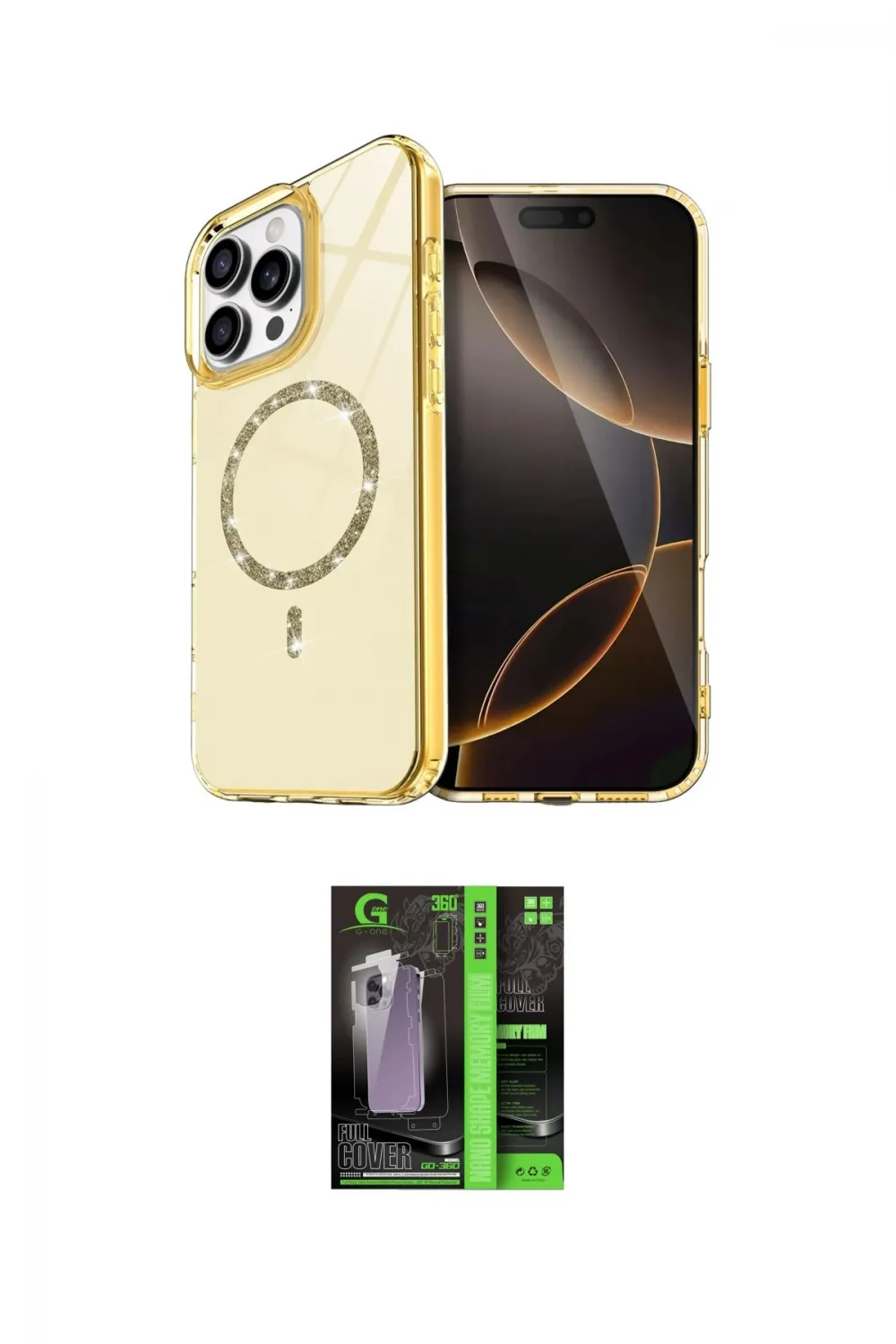 ieg™ iPhone 16 Pro Kılıf Kıvılcım Form Prime - Şeffaf 360 Full Body Arka Koruyucu