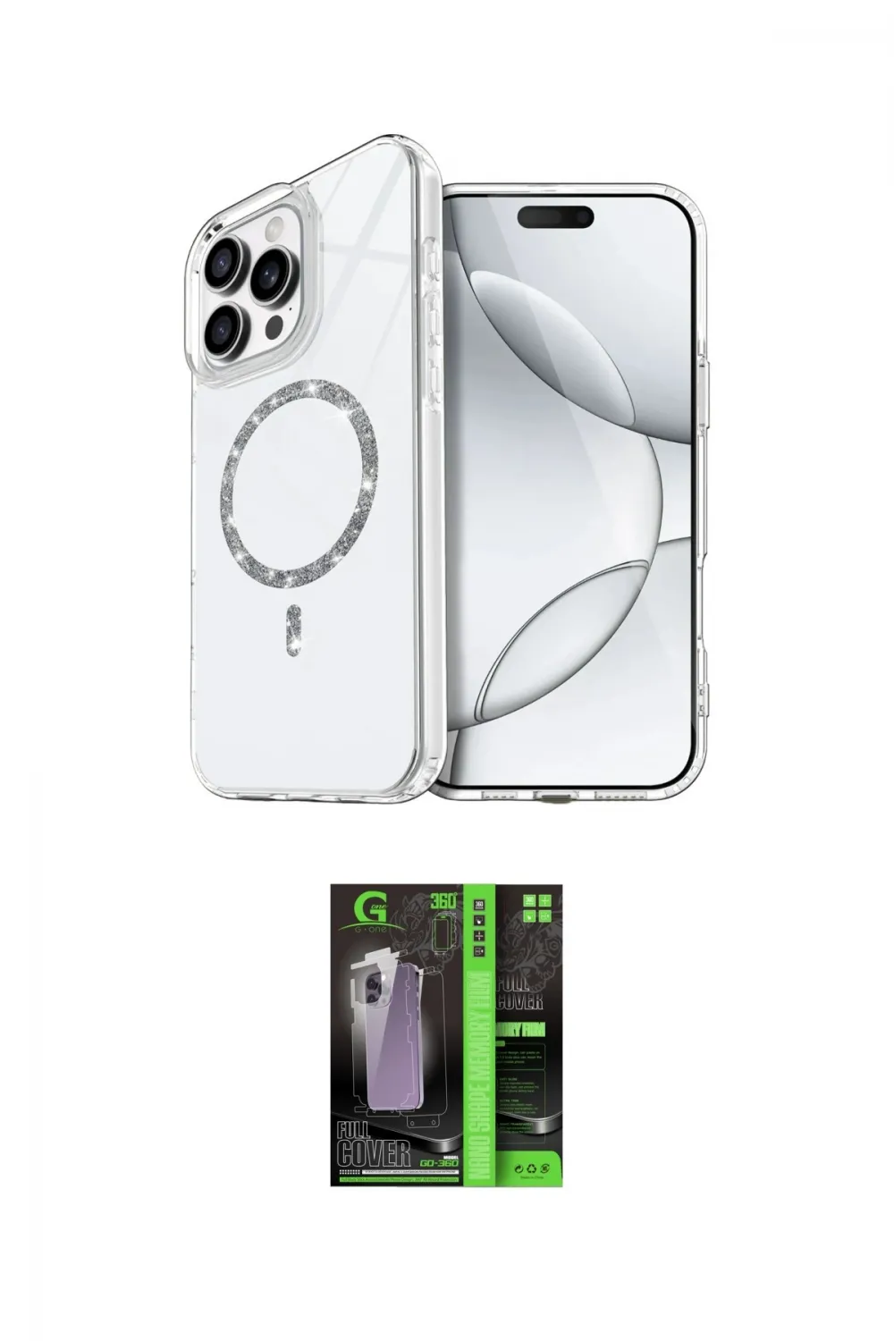 ieg™ iPhone 16 Pro Kılıf Kıvılcım Form Prime - Şeffaf 360 Full Body Arka Koruyucu