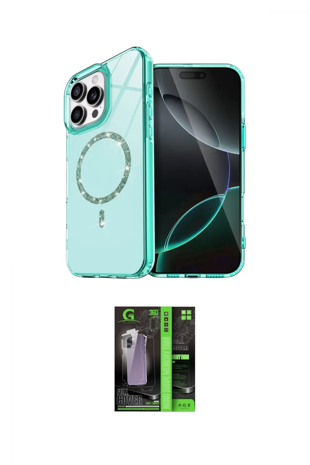 ieg™ iPhone 16 Pro Kılıf Kıvılcım Form Prime - Şeffaf 360 Full Body Arka Koruyucu