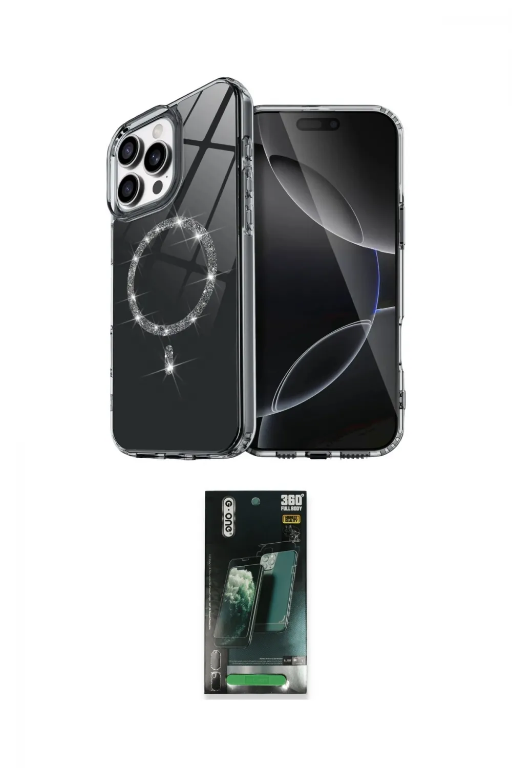 ieg™ iPhone 16 Pro Kılıf Kıvılcım Form Prime - Siyah 360 Mat Full Body Arka Koruyucu