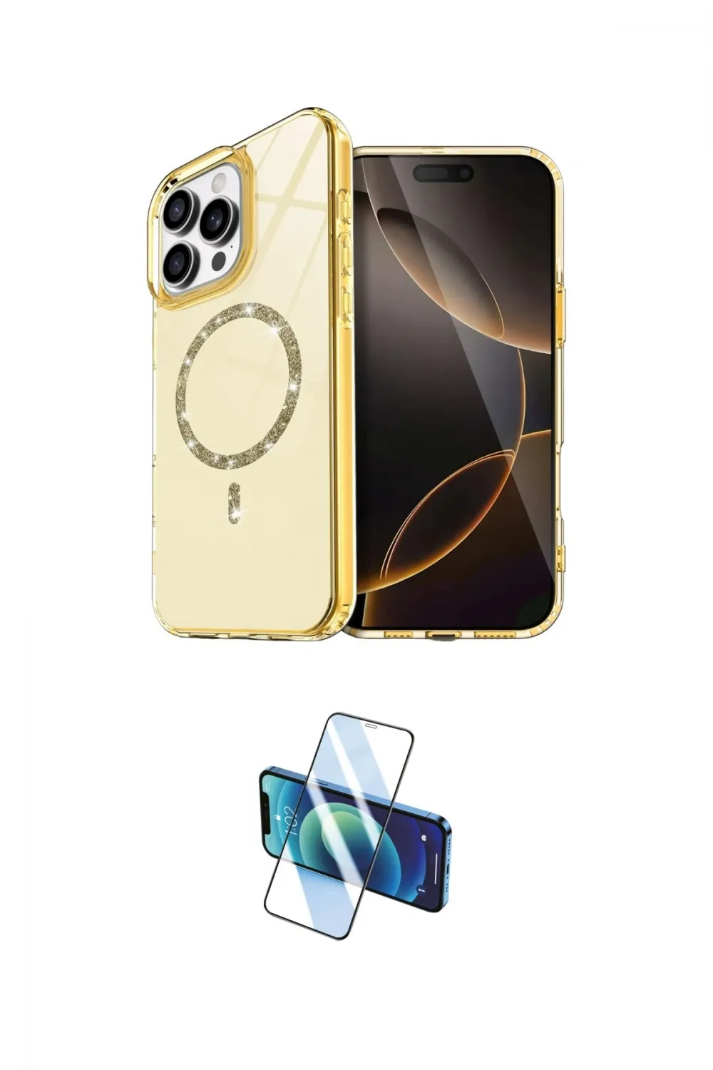 ieg™ iPhone 16 Pro Kılıf Kıvılcım Form Prime - Siyah 3D Antistatik Cam Ekran Koruyucu