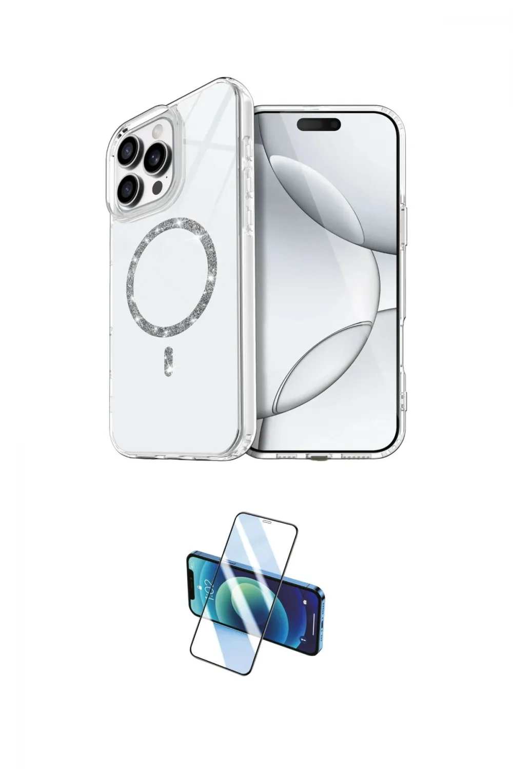 ieg™ iPhone 16 Pro Kılıf Kıvılcım Form Prime - Siyah 3D Antistatik Cam Ekran Koruyucu