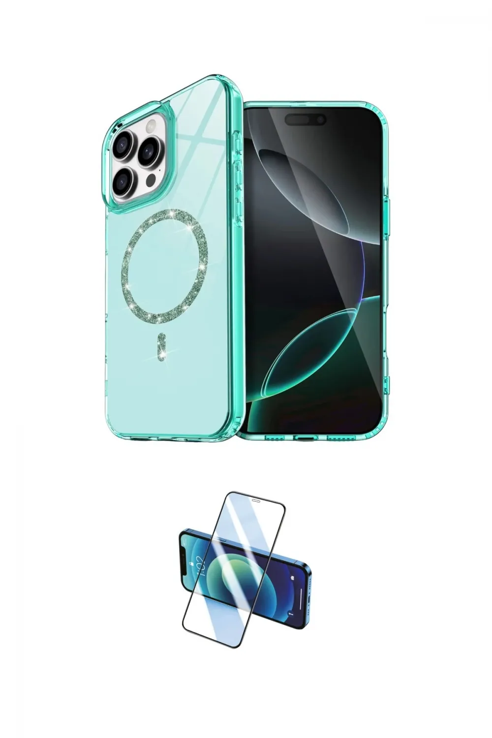 ieg™ iPhone 16 Pro Kılıf Kıvılcım Form Prime - Siyah 3D Antistatik Cam Ekran Koruyucu