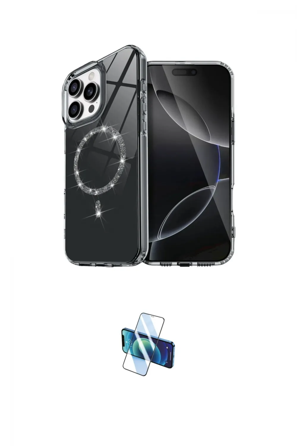 ieg™ iPhone 16 Pro Kılıf Kıvılcım Form Prime - Siyah 3D Antistatik Seramik Nano Ekran Koruyucu