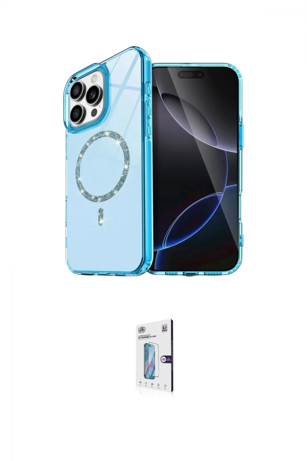 ieg™ iPhone 16 Pro Kılıf Kıvılcım Form Prime - Siyah Bilvis 0.18mm Plus Cam Ekran Koruyucu