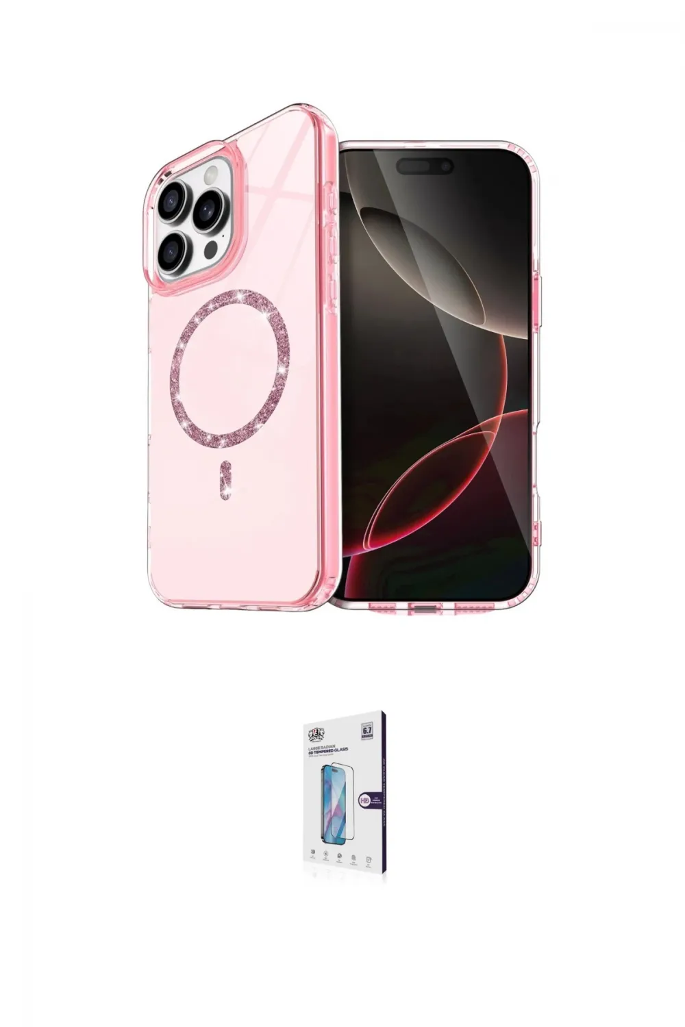 ieg™ iPhone 16 Pro Kılıf Kıvılcım Form Prime - Siyah Bilvis 0.18mm Plus Cam Ekran Koruyucu