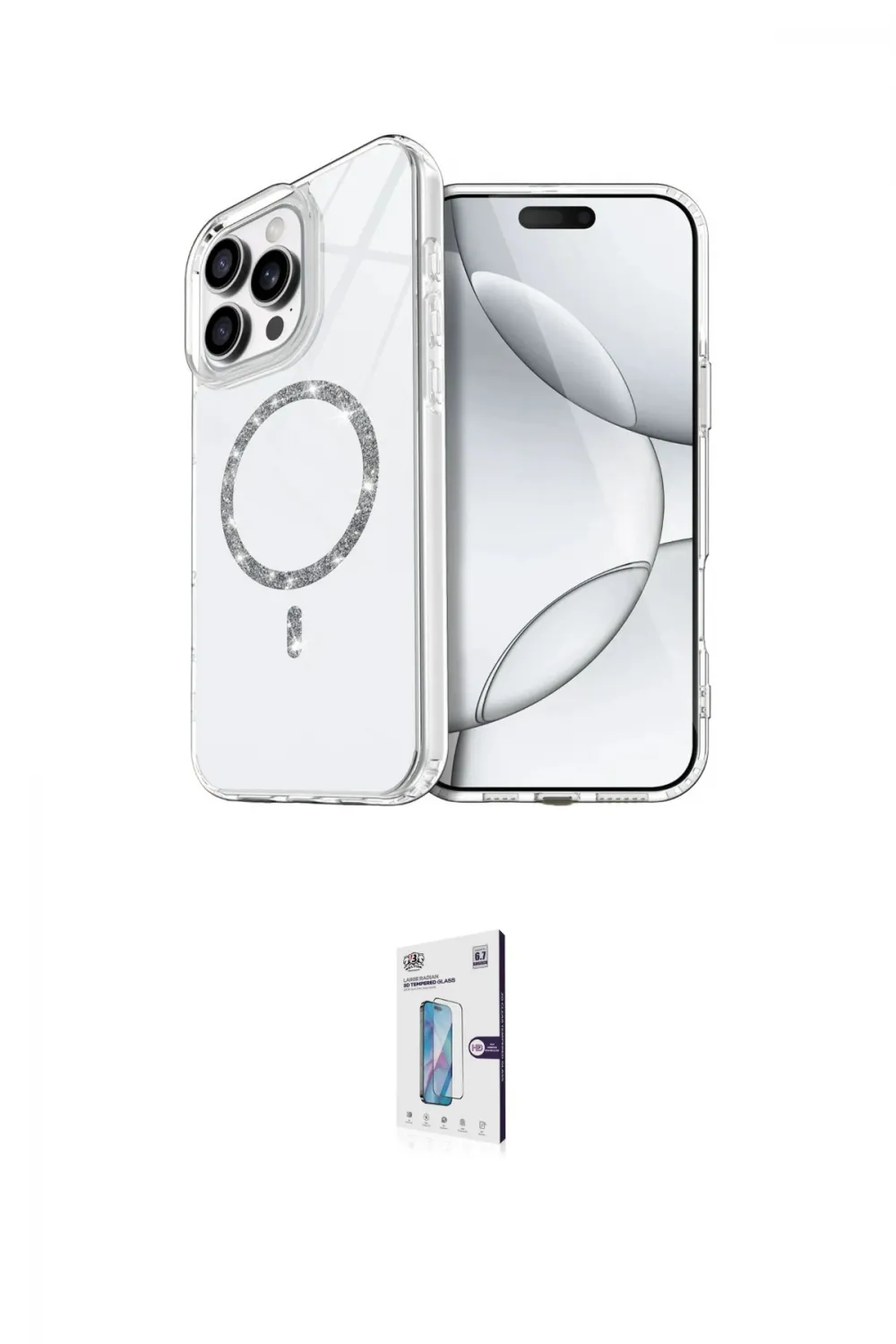 ieg™ iPhone 16 Pro Kılıf Kıvılcım Form Prime - Siyah Bilvis 0.18mm Plus Cam Ekran Koruyucu