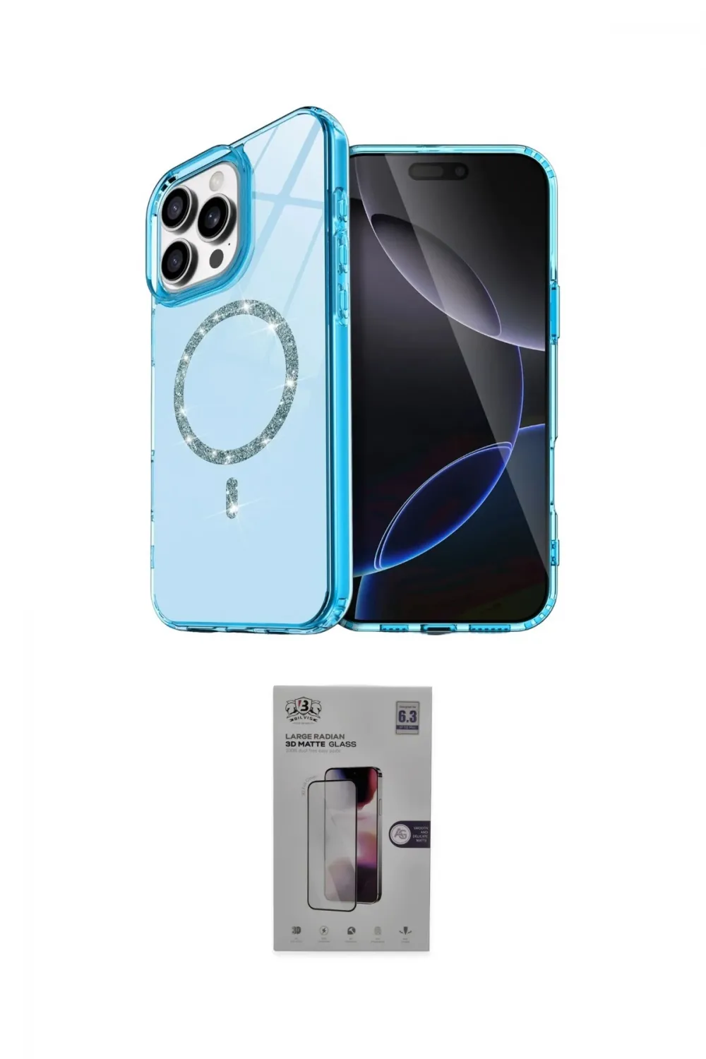 ieg™ iPhone 16 Pro Kılıf Kıvılcım Form Prime - Siyah Bilvis 3D Mat Cam Ekran Koruyucu