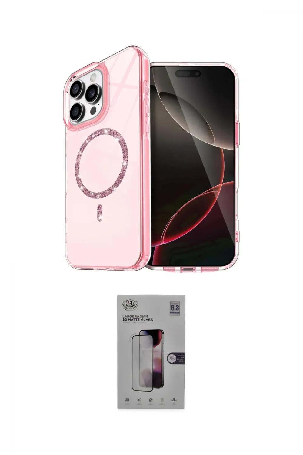 ieg™ iPhone 16 Pro Kılıf Kıvılcım Form Prime - Siyah Bilvis 3D Mat Cam Ekran Koruyucu