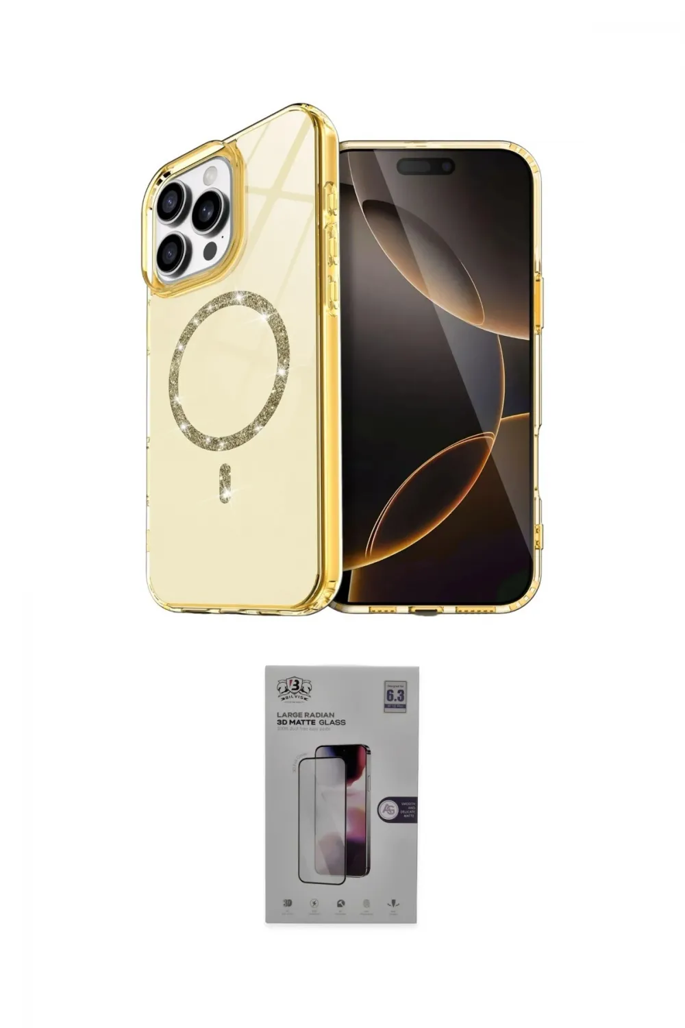 ieg™ iPhone 16 Pro Kılıf Kıvılcım Form Prime - Siyah Bilvis 3D Mat Cam Ekran Koruyucu