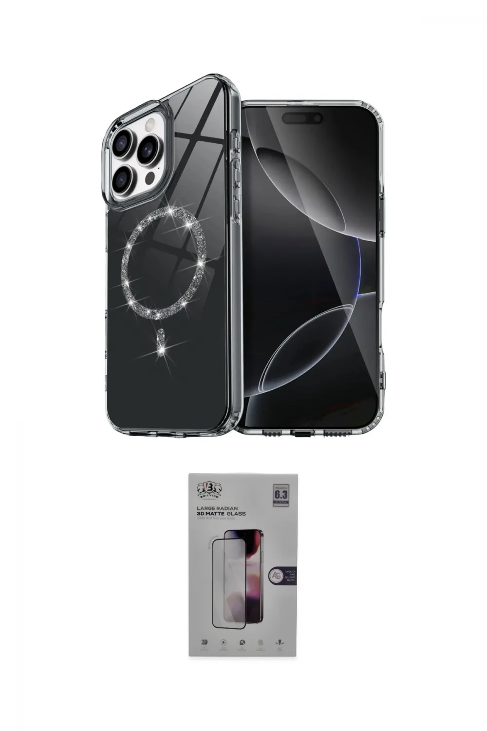 ieg™ iPhone 16 Pro Kılıf Kıvılcım Form Prime - Siyah Bilvis 3D Mat Cam Ekran Koruyucu