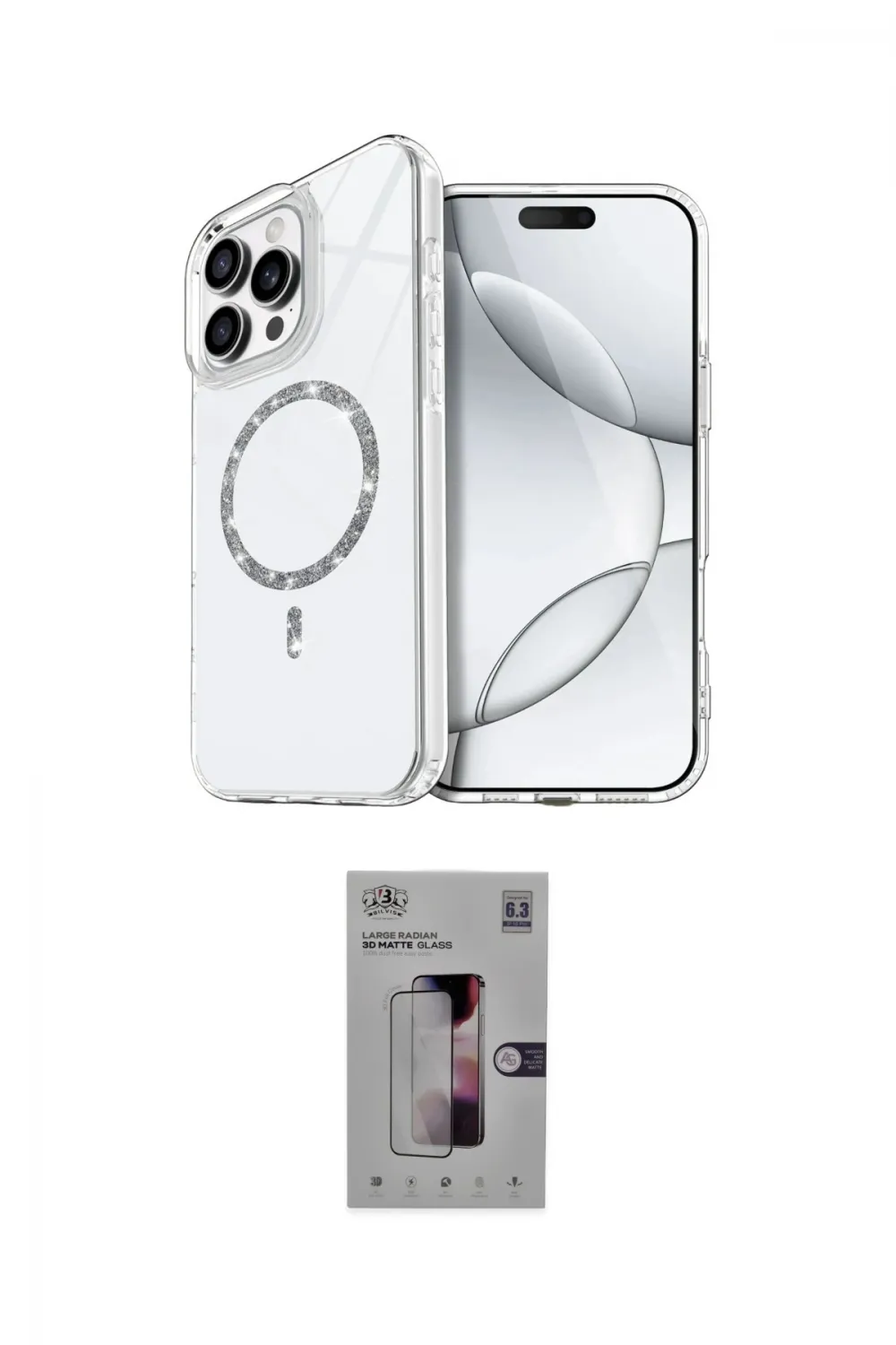 ieg™ iPhone 16 Pro Kılıf Kıvılcım Form Prime - Siyah Bilvis 3D Mat Cam Ekran Koruyucu