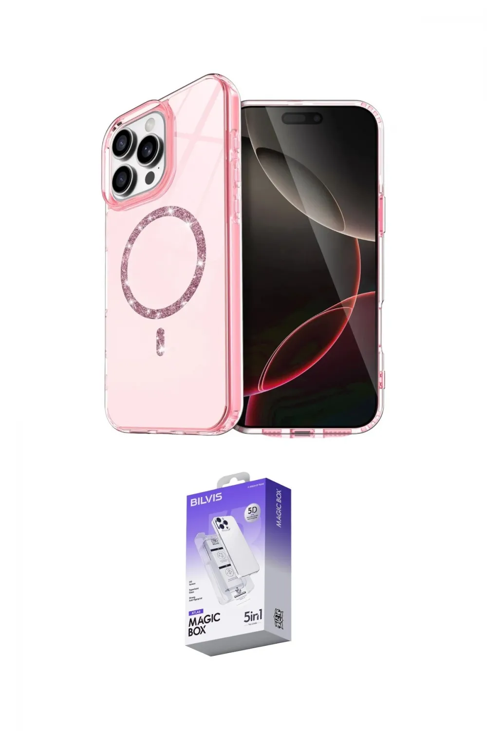 ieg™ iPhone 16 Pro Kılıf Kıvılcım Form Prime - Siyah Bilvis 5in1 3D Magic Cam Ekran Koruyucu