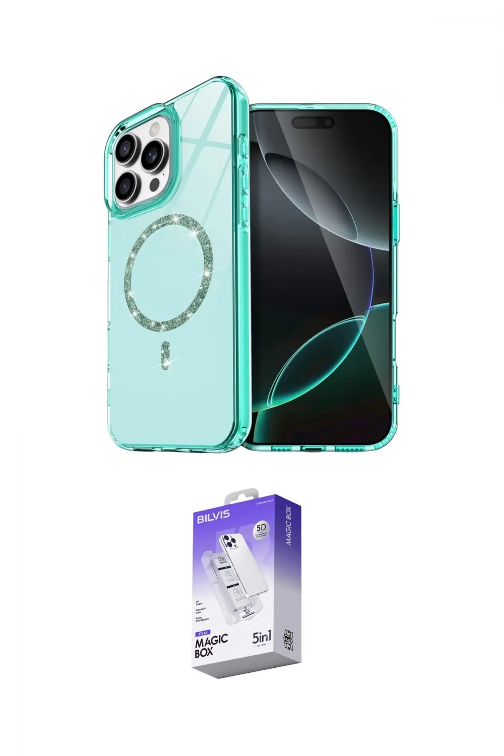 ieg™ iPhone 16 Pro Kılıf Kıvılcım Form Prime - Siyah Bilvis 5in1 3D Magic Cam Ekran Koruyucu