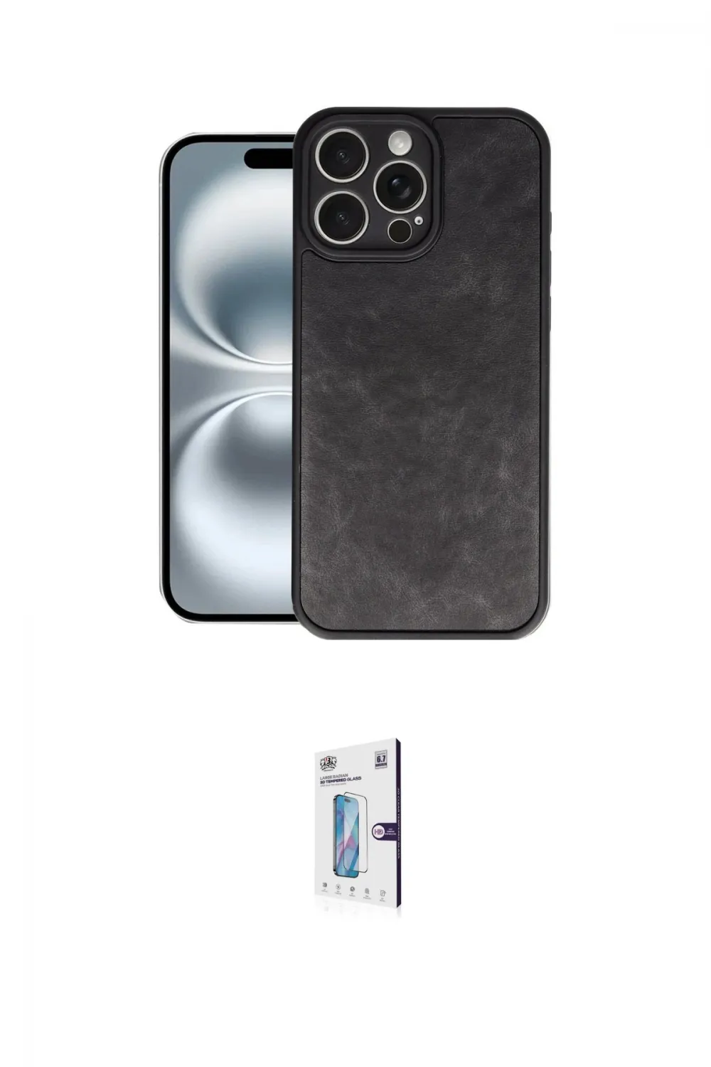 ieg™ iPhone 16 Pro Kılıf Kıvılcım Işık Serisi - Siyah Bilvis 0.18mm Plus Cam Ekran Koruyucu