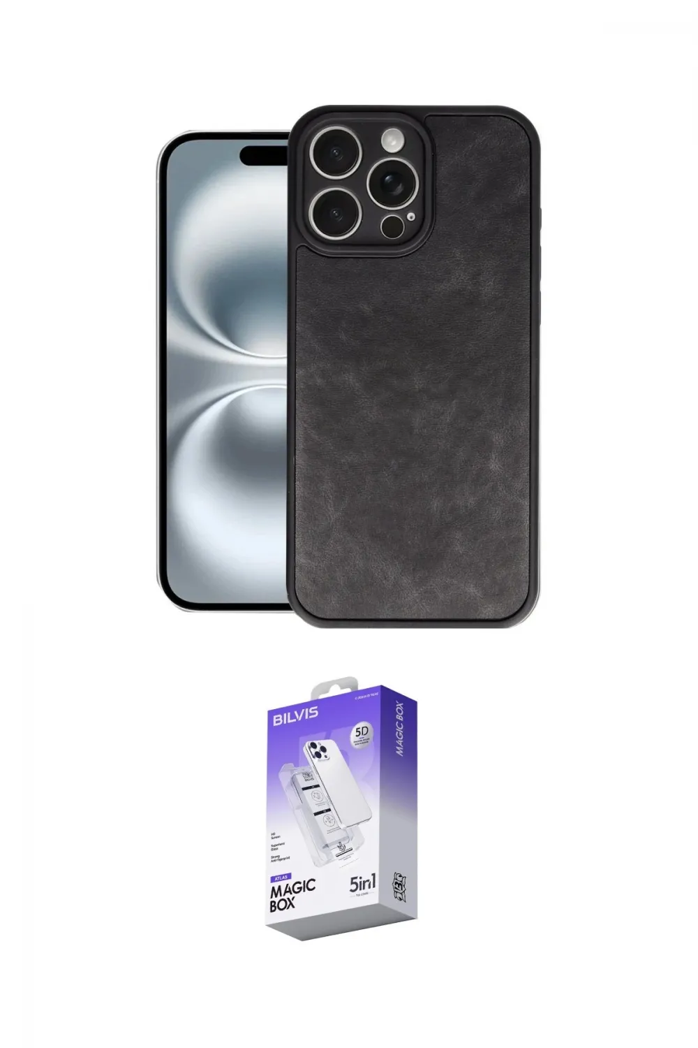 ieg™ iPhone 16 Pro Kılıf Kıvılcım Işık Serisi - Siyah Bilvis 5in1 3D Magic Cam Ekran Koruyucu