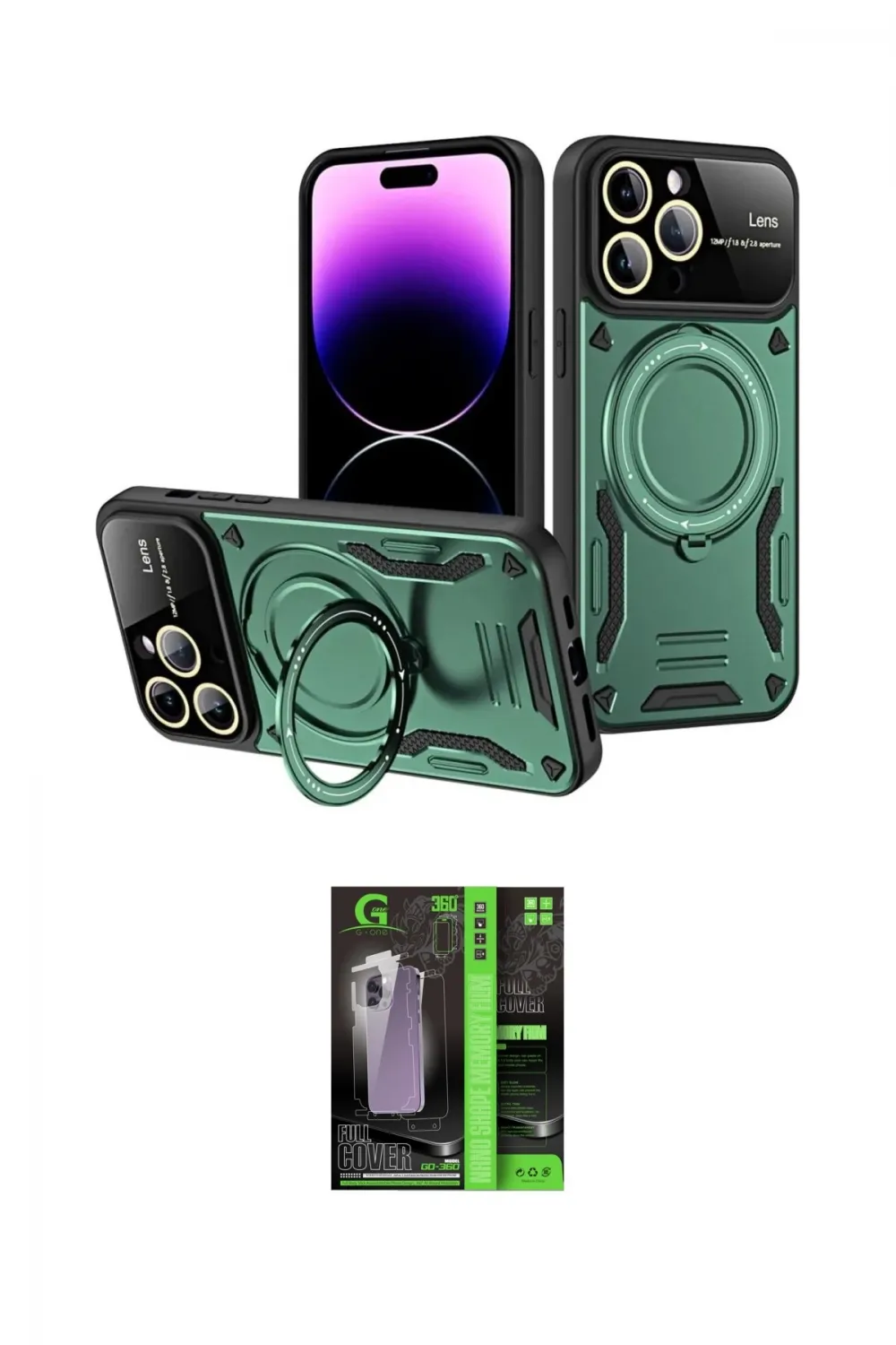 ieg™ iPhone 16 Pro Kılıf Kıvılcım Modern Serisi - Şeffaf 360 Full Body Arka Koruyucu