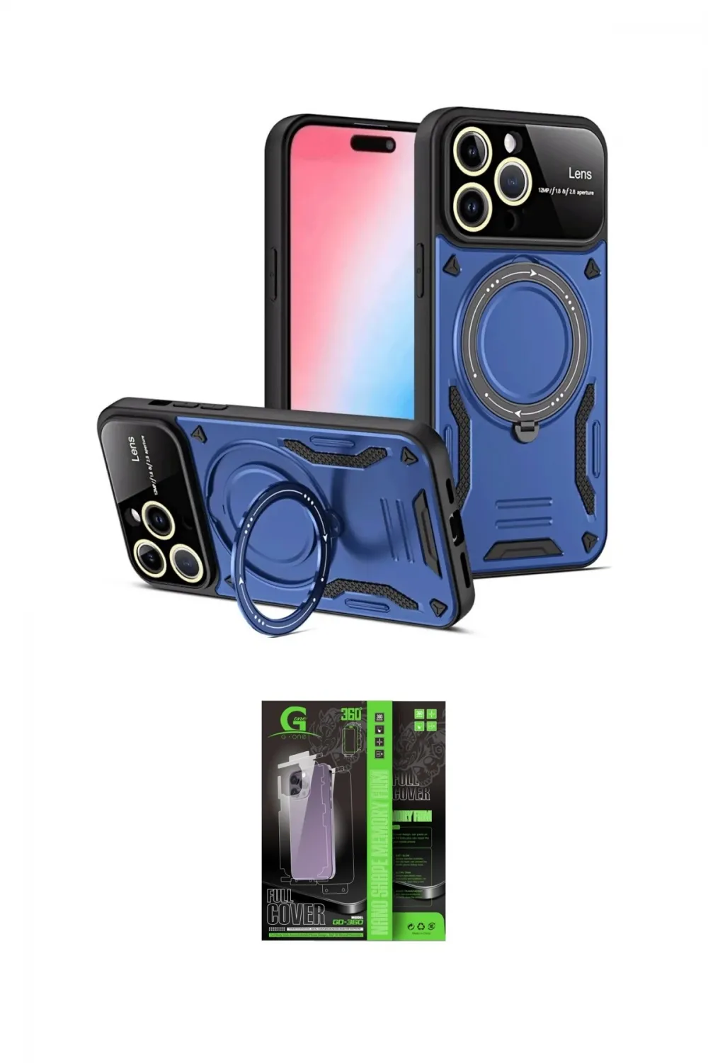 ieg™ iPhone 16 Pro Kılıf Kıvılcım Modern Serisi - Şeffaf 360 Full Body Arka Koruyucu