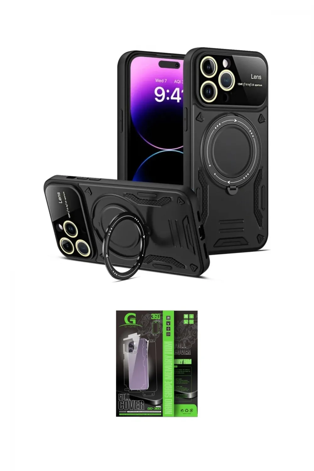 ieg™ iPhone 16 Pro Kılıf Kıvılcım Modern Serisi - Şeffaf 360 Full Body Arka Koruyucu