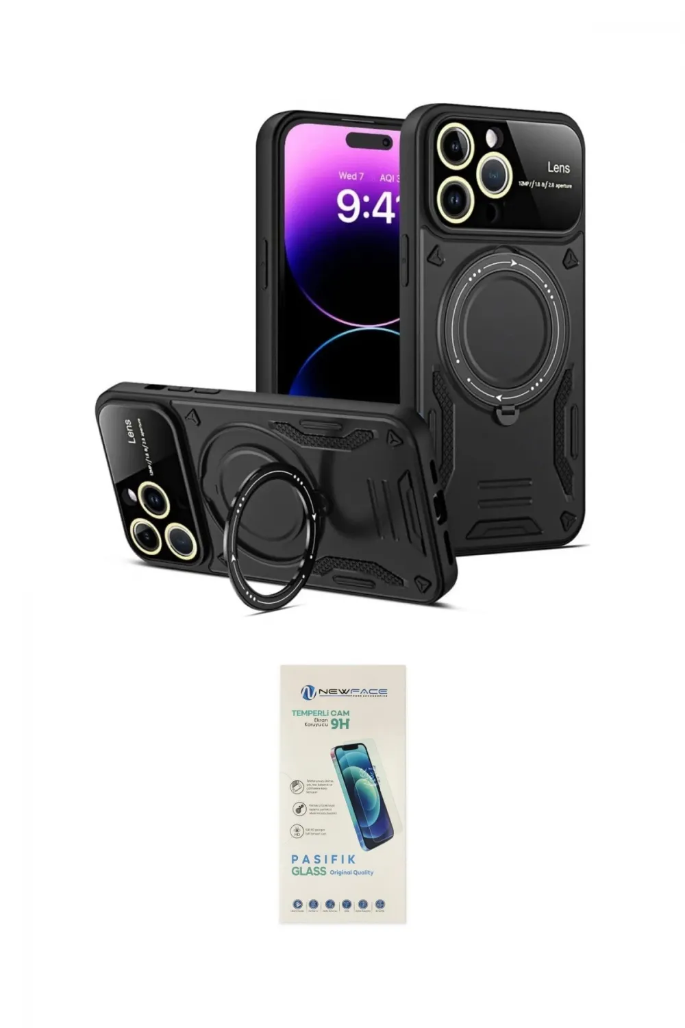 ieg™ iPhone 16 Pro Kılıf Kıvılcım Modern Serisi - Şeffaf Pasifik Cam Ekran Koruyucu