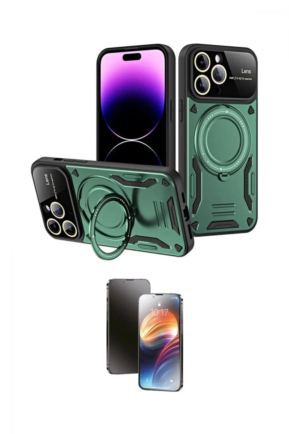 ieg™ iPhone 16 Pro Kılıf Kıvılcım Modern Serisi - Siyah 3D Antistatik Mat Seramik Nano Ekran Koruyucu