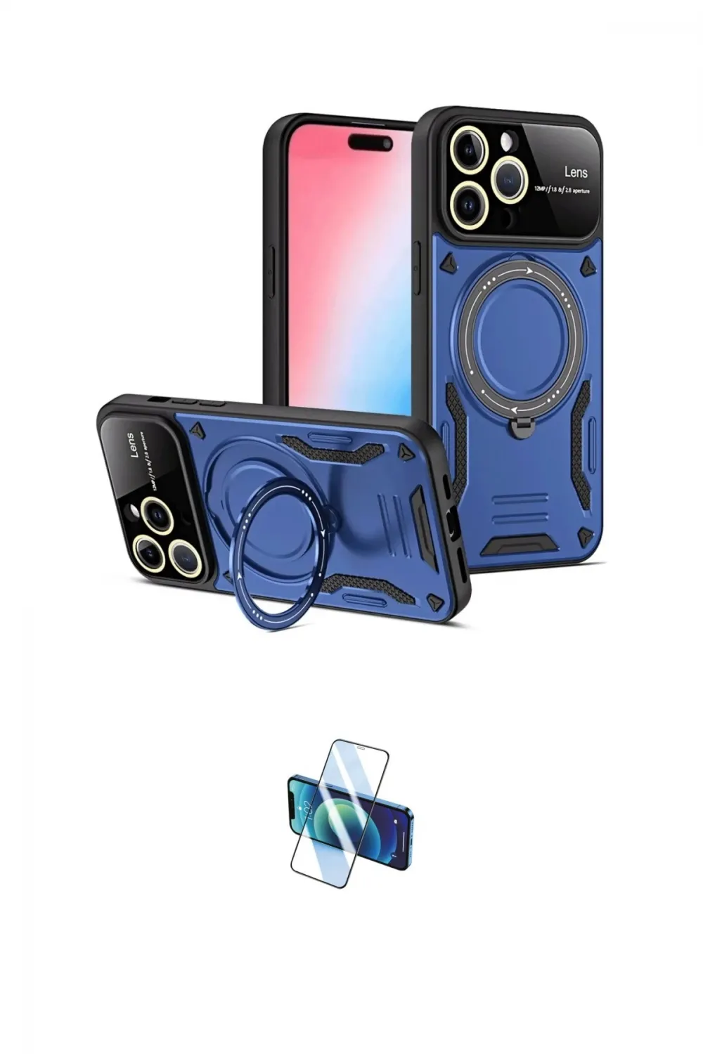 ieg™ iPhone 16 Pro Kılıf Kıvılcım Modern Serisi - Siyah 3D Antistatik Seramik Nano Ekran Koruyucu