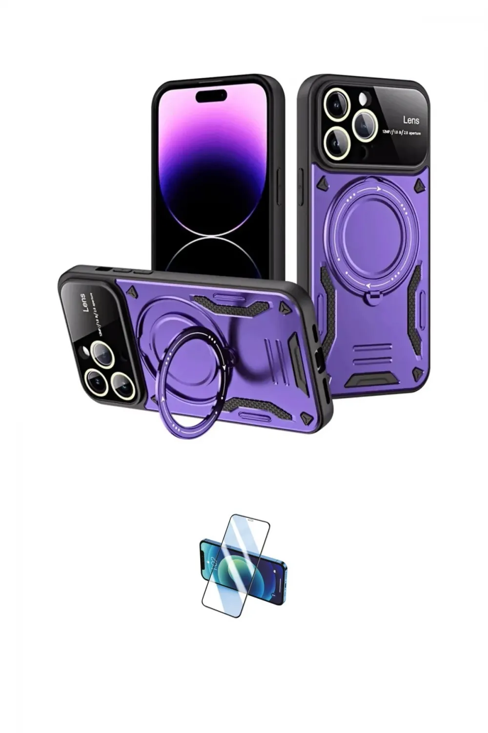 ieg™ iPhone 16 Pro Kılıf Kıvılcım Modern Serisi - Siyah 3D Antistatik Seramik Nano Ekran Koruyucu