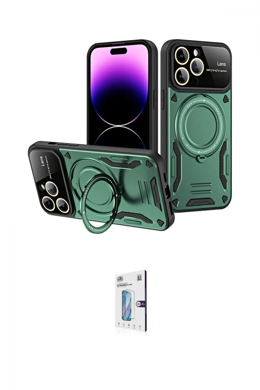 ieg™ iPhone 16 Pro Kılıf Kıvılcım Modern Serisi - Siyah Bilvis 0.18mm Plus Cam Ekran Koruyucu