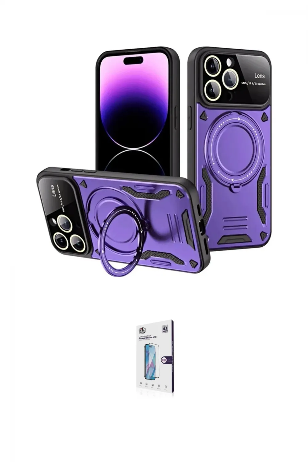 ieg™ iPhone 16 Pro Kılıf Kıvılcım Modern Serisi - Siyah Bilvis 0.18mm Plus Cam Ekran Koruyucu