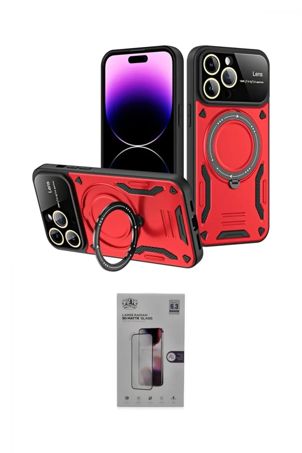 ieg™ iPhone 16 Pro Kılıf Kıvılcım Modern Serisi - Siyah Bilvis 3D Mat Cam Ekran Koruyucu
