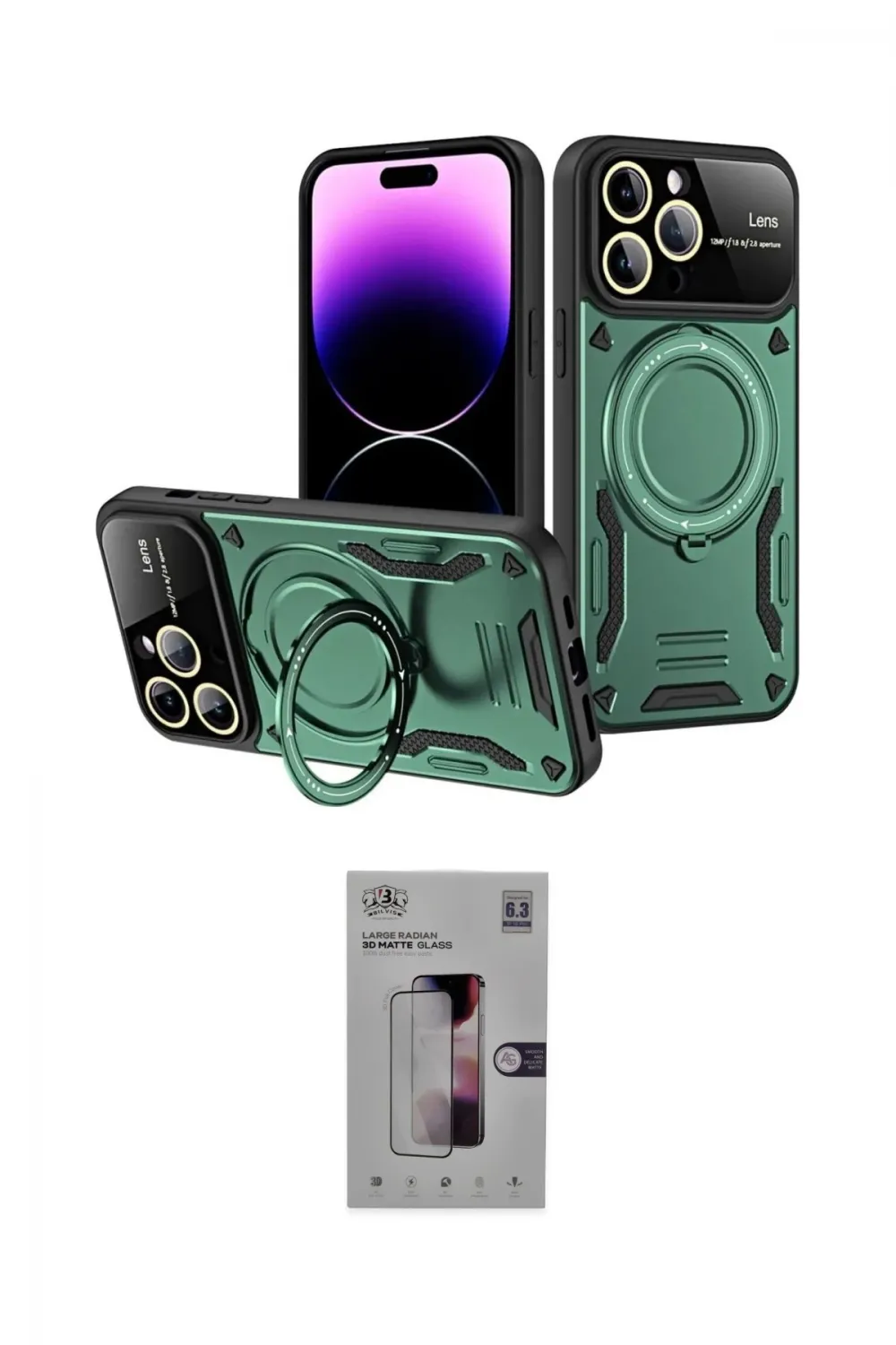 ieg™ iPhone 16 Pro Kılıf Kıvılcım Modern Serisi - Siyah Bilvis 3D Mat Cam Ekran Koruyucu