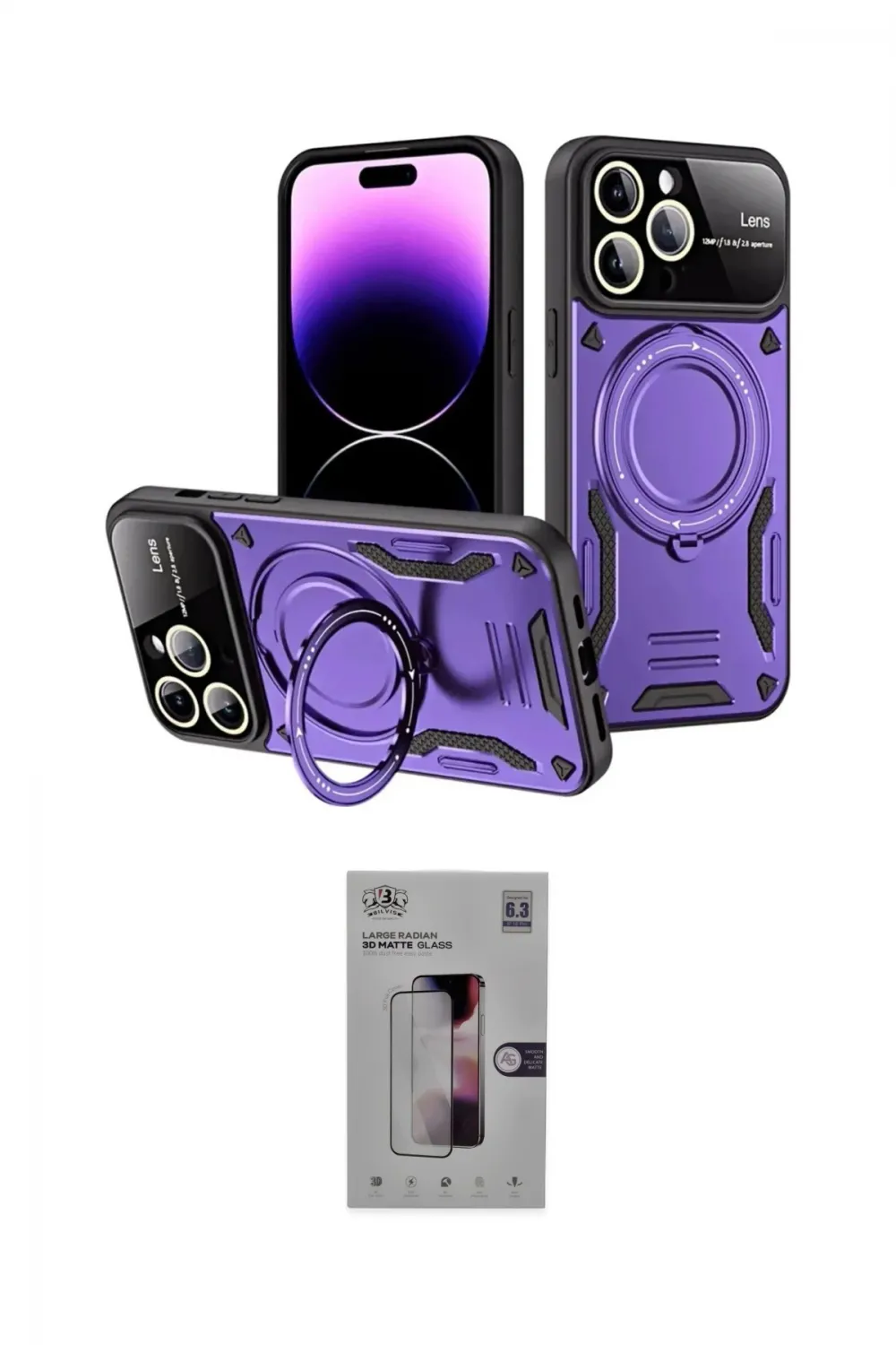 ieg™ iPhone 16 Pro Kılıf Kıvılcım Modern Serisi - Siyah Bilvis 3D Mat Cam Ekran Koruyucu