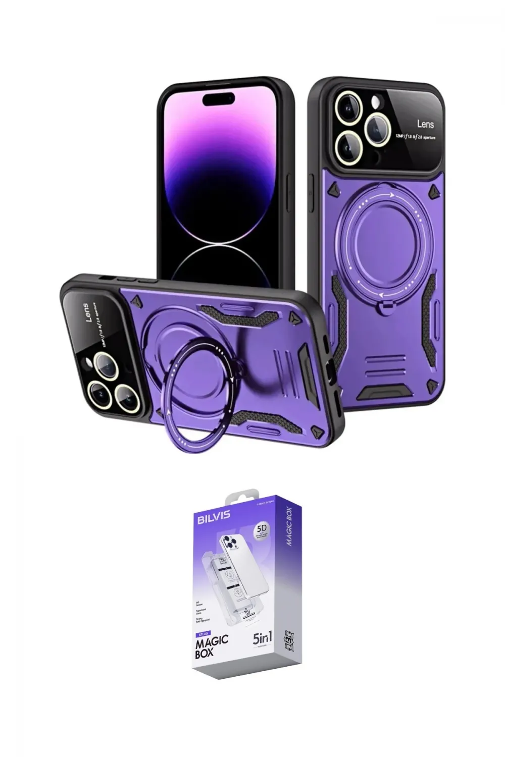 ieg™ iPhone 16 Pro Kılıf Kıvılcım Modern Serisi - Siyah Bilvis 5in1 3D Magic Cam Ekran Koruyucu