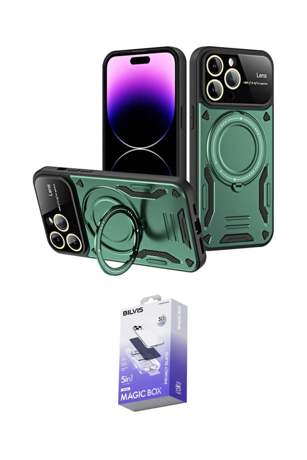 ieg™ iPhone 16 Pro Kılıf Kıvılcım Modern Serisi - Siyah Bilvis 5in1 5D Magic Hayalet Cam Ekran Koruyucu