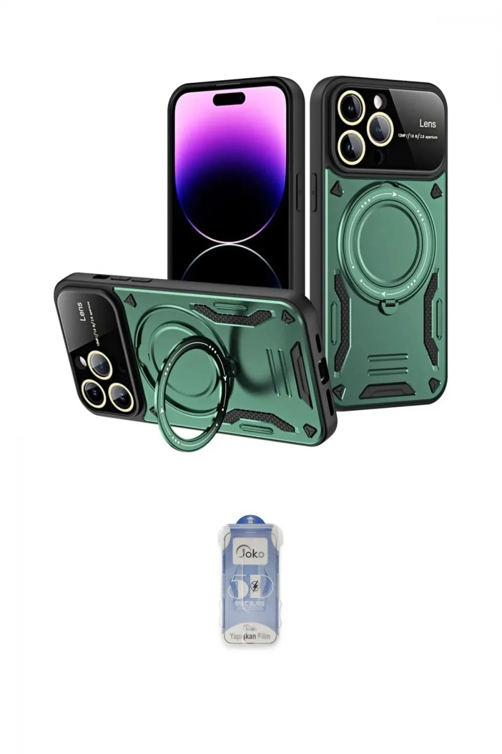 ieg™ iPhone 16 Pro Kılıf Kıvılcım Modern Serisi - Siyah Joko Magic 5D Cam