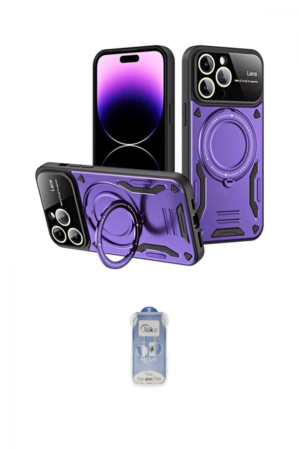 ieg™ iPhone 16 Pro Kılıf Kıvılcım Modern Serisi - Siyah Joko Magic 5D Cam