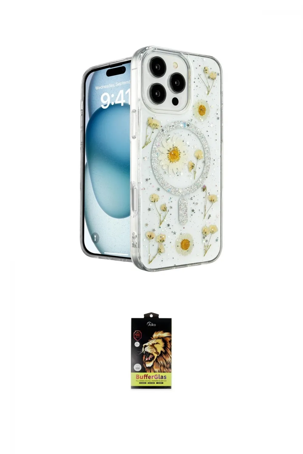 ieg™ iPhone 16 Pro Kılıf Kozmos Doku - Siyah Buffer Cam Ekran Koruyucu
