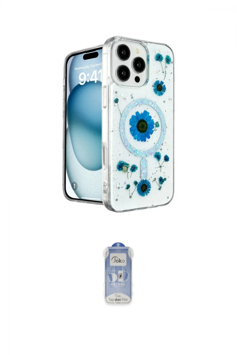 ieg™ iPhone 16 Pro Kılıf Kozmos Doku - Siyah Joko Magic 5D Cam