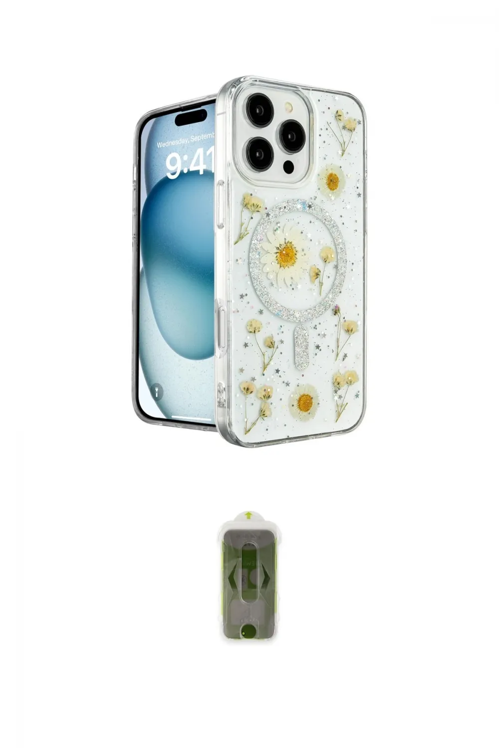 ieg™ iPhone 16 Pro Kılıf Kozmos Doku - Siyah Joko Magic 5D Hayalet Cam