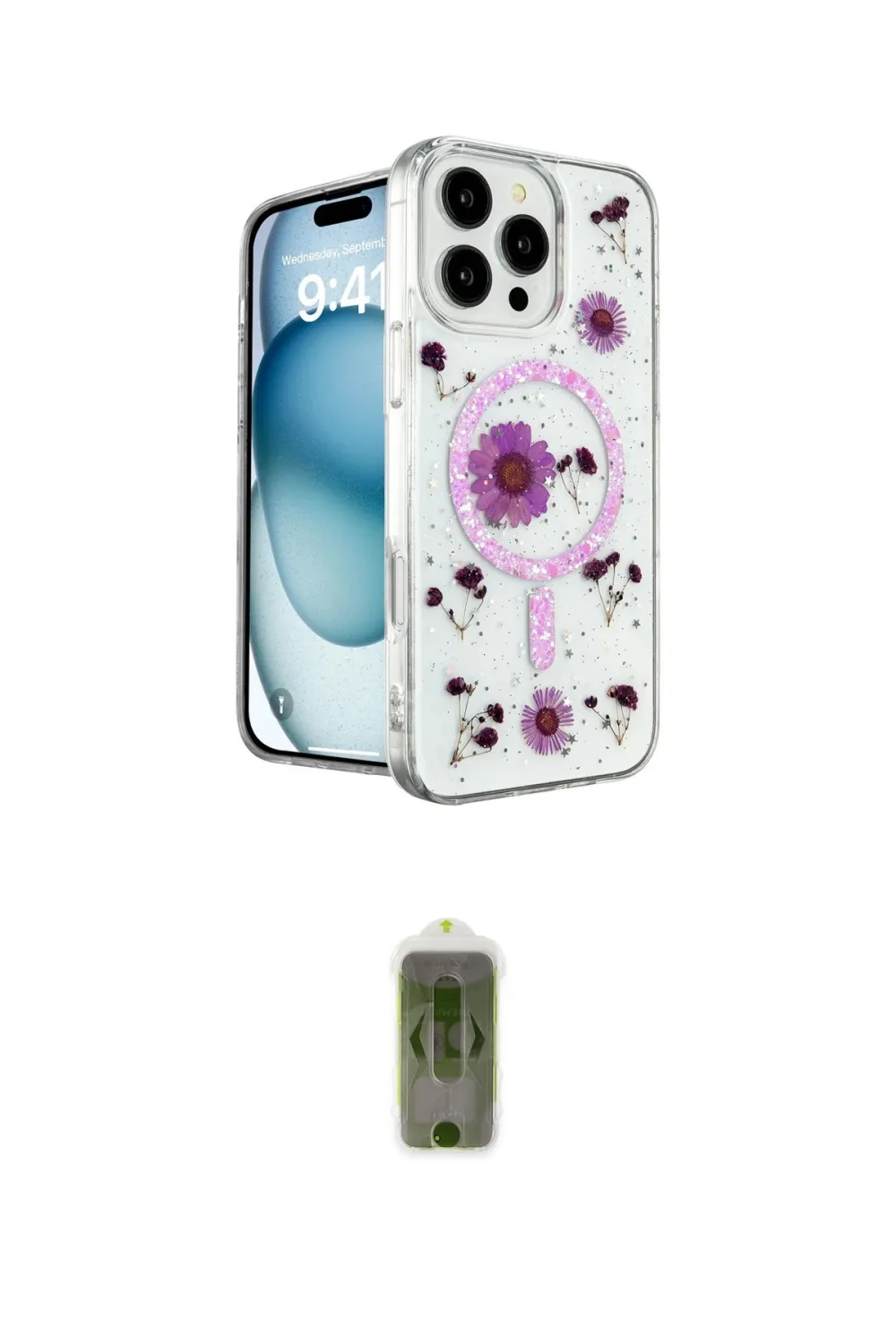 ieg™ iPhone 16 Pro Kılıf Kozmos Doku - Siyah Joko Magic 5D Hayalet Cam