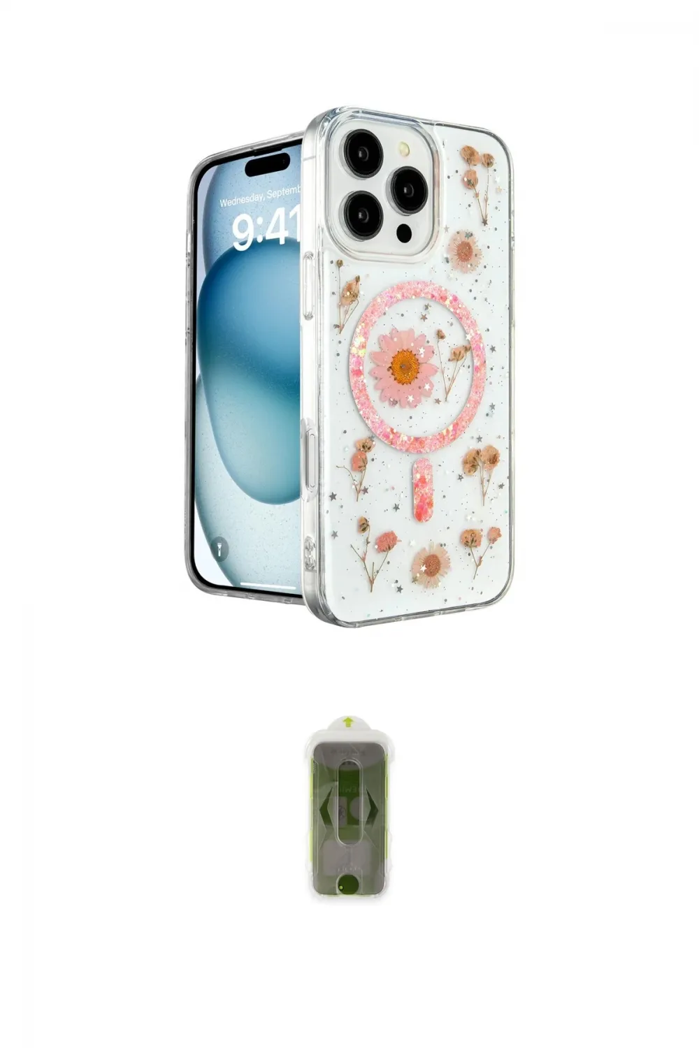 ieg™ iPhone 16 Pro Kılıf Kozmos Doku - Siyah Joko Magic 5D Hayalet Cam