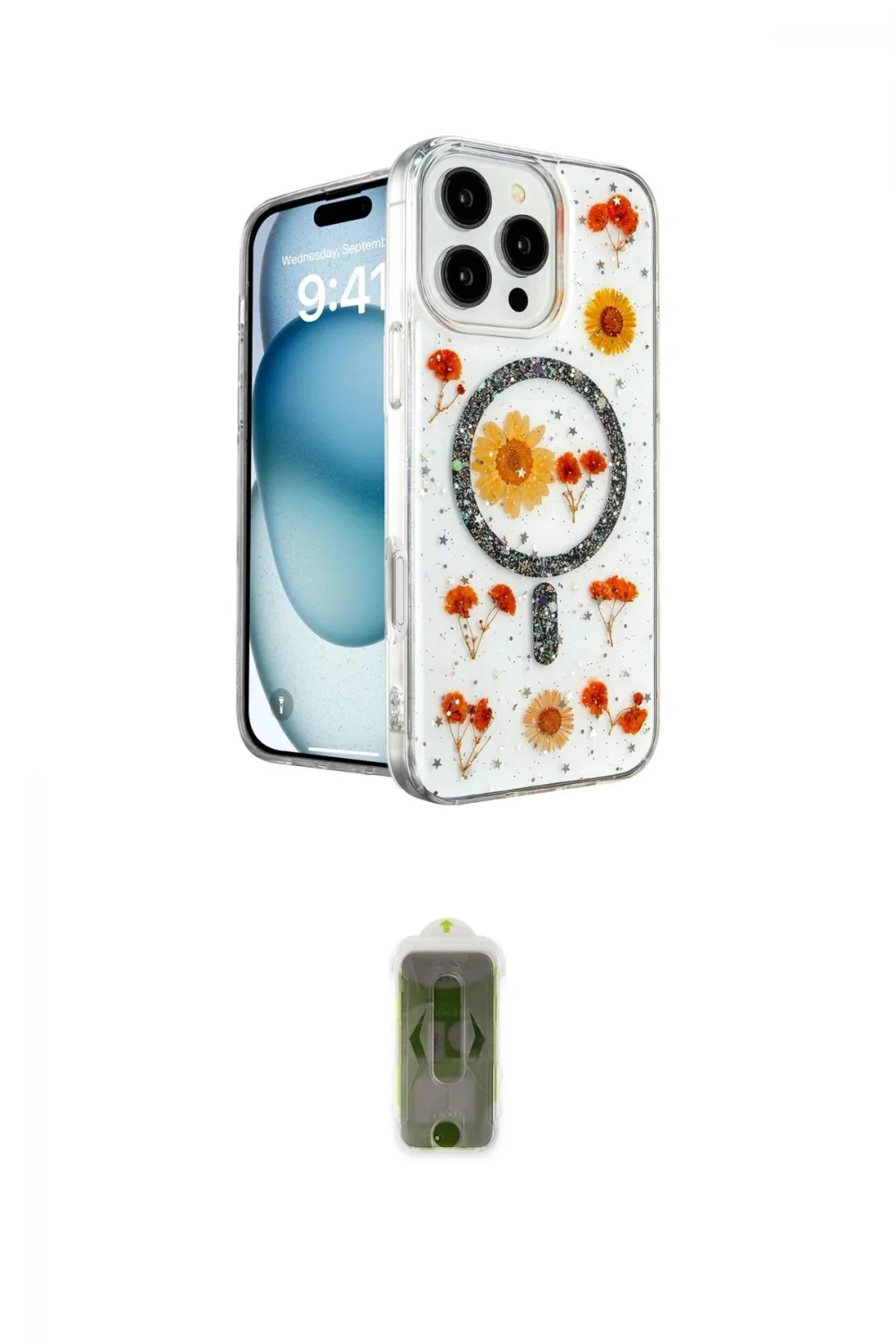 ieg™ iPhone 16 Pro Kılıf Kozmos Doku - Siyah Joko Magic 5D Hayalet Cam