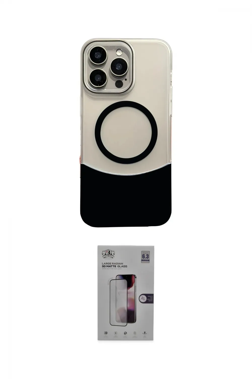 ieg™ iPhone 16 Pro Kılıf Kozmos Form Özel Seri - Siyah Bilvis 3D Mat Cam Ekran Koruyucu